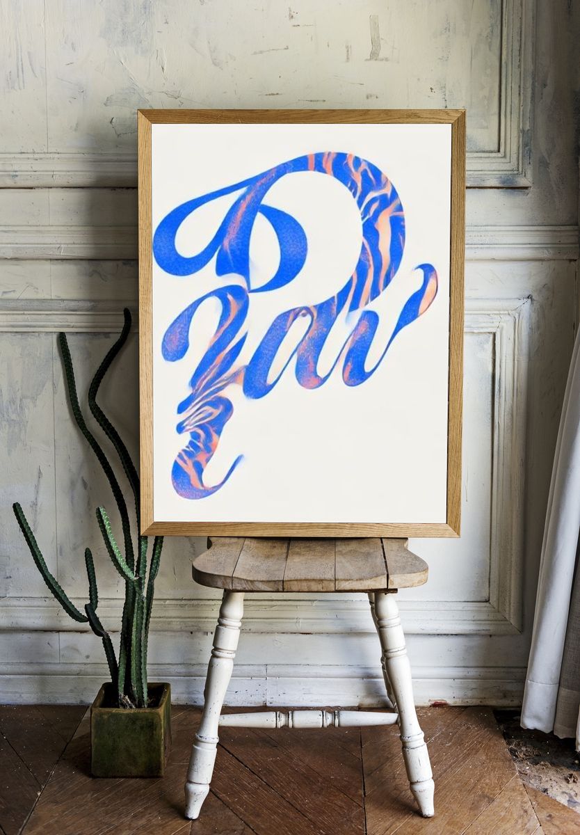 Dah Script Typography Poster. room preview