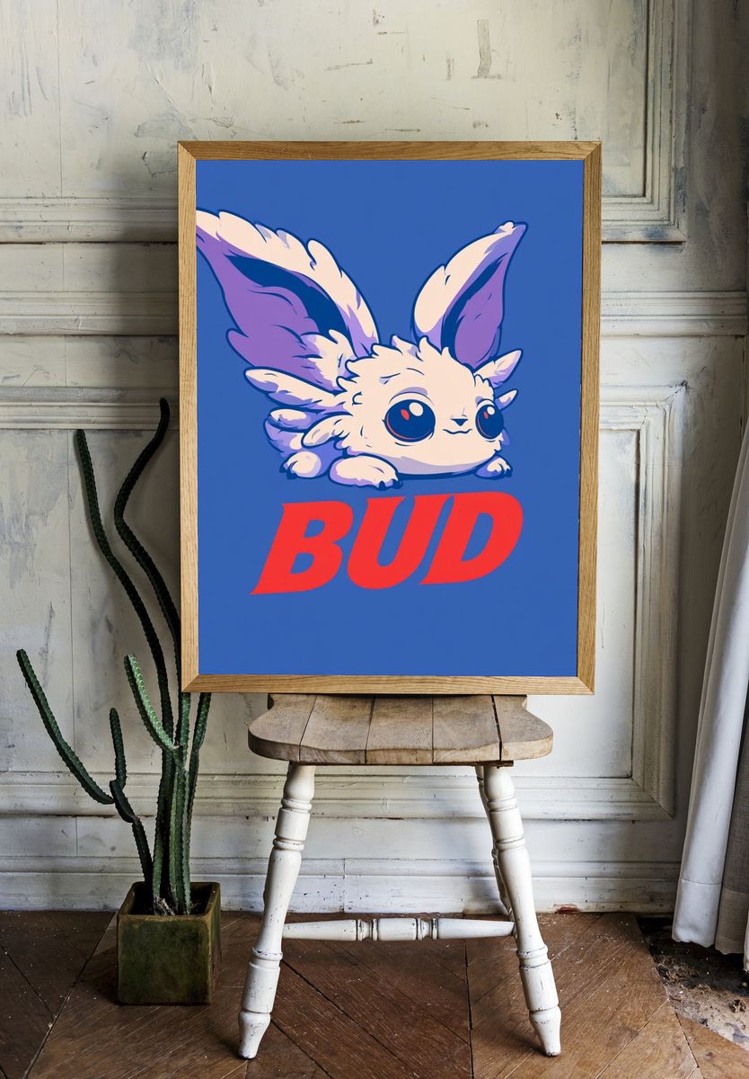 Bud Cute Creature Typography Poster. room preview