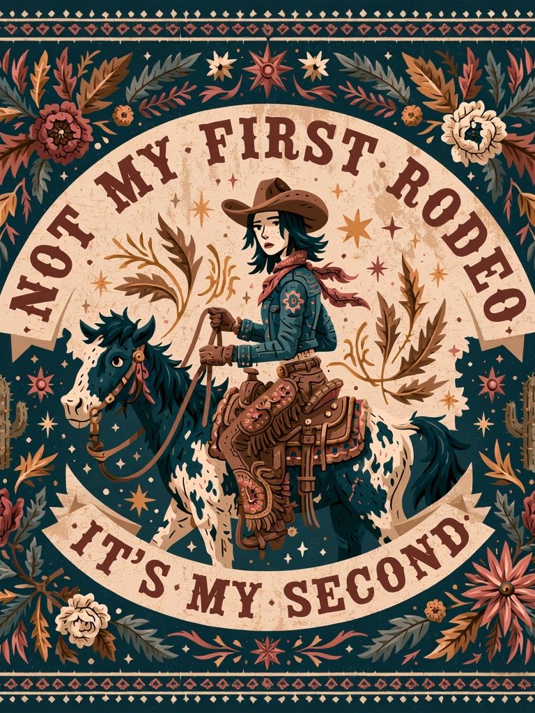 Not My First Rodeo Western Typography Poster. poster detail