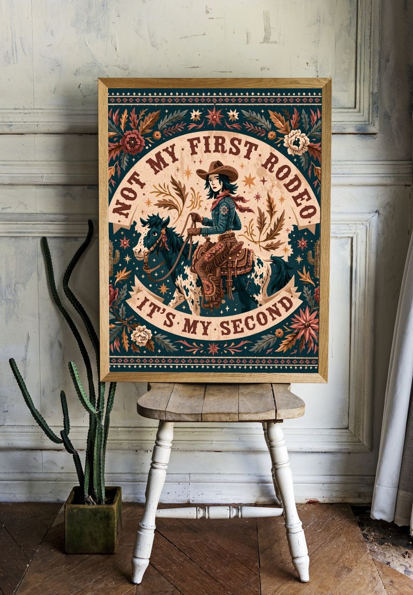 Not My First Rodeo Western Typography Poster. room preview