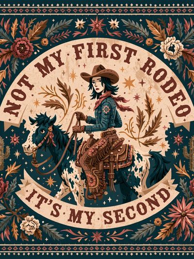 Not My First Rodeo Western Typography Poster.