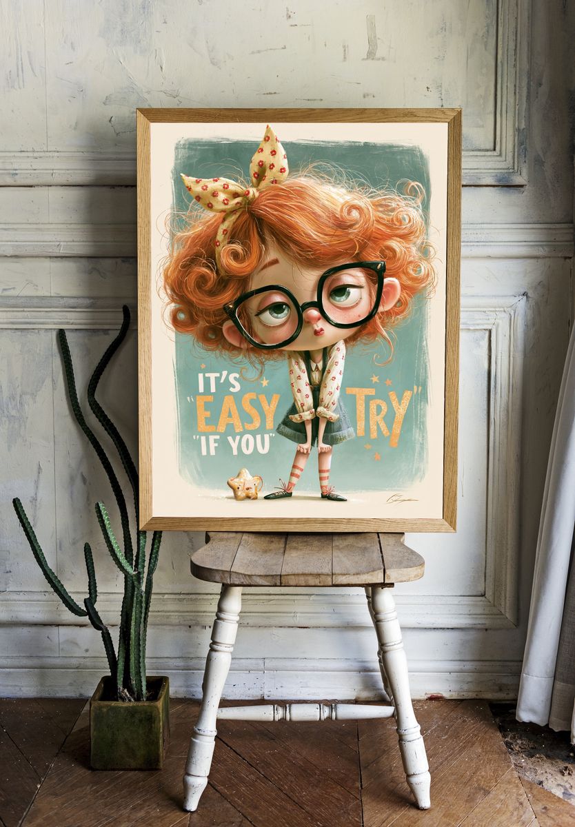 It's Easy If You Try Typography Print. room preview