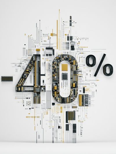 40% Circuit Typography Poster.