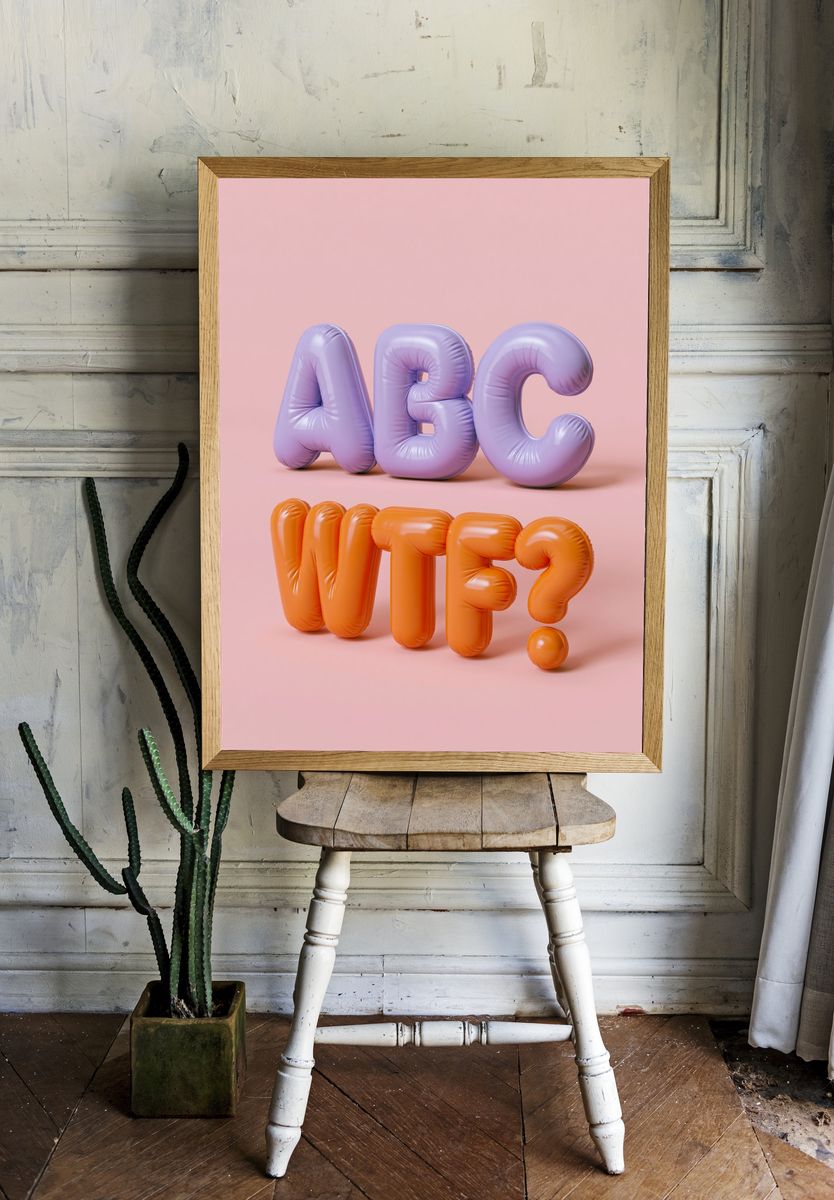 ABC WTF Typography Poster. room preview