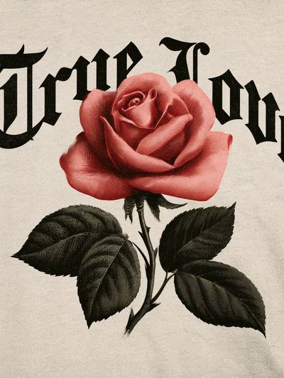 True Love Rose Typography Poster.