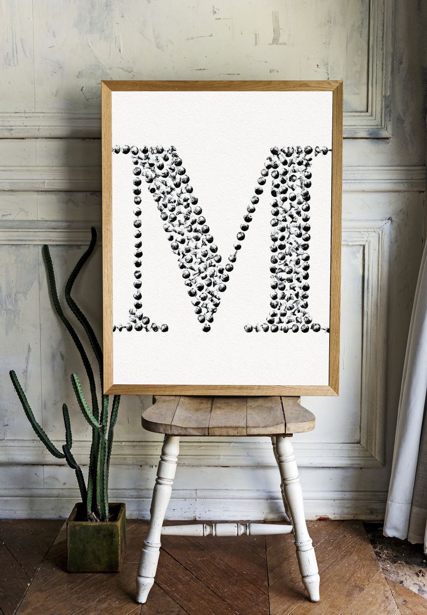 Monogram M Typography Print. room preview