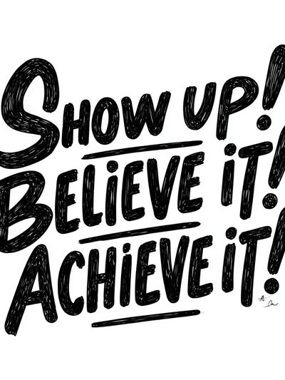 Show Up Believe Achieve Typography Poster.