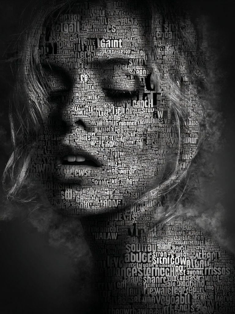 Typographic Portrait — Black White Print. poster detail