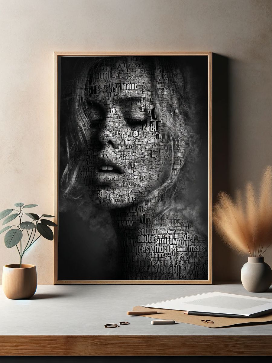 Typographic Portrait — Black White Print. — room view 2