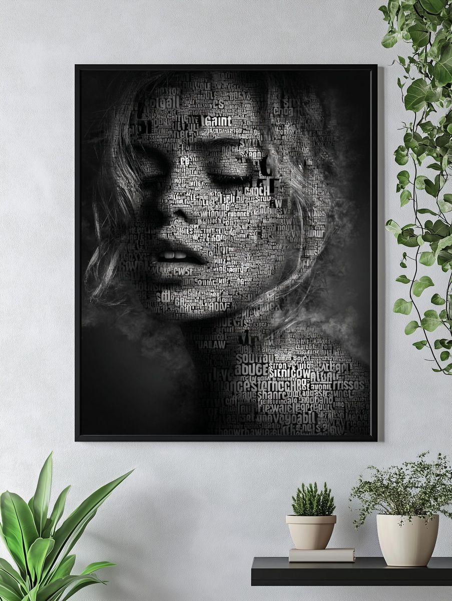 Typographic Portrait — Black White Print. — room view 4