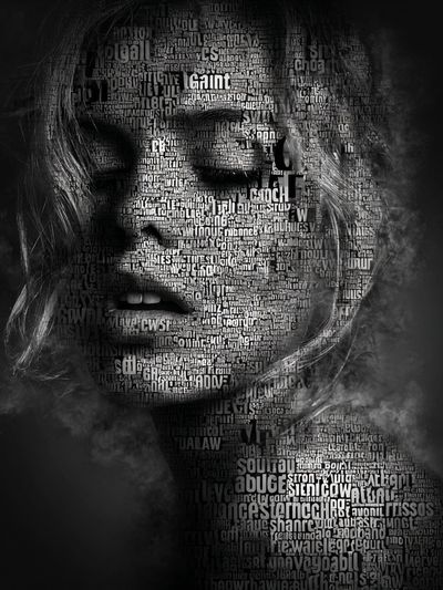 Typographic Portrait — Black White Print.