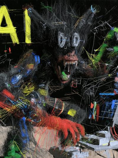 AI Glitch Beast Typography Poster.