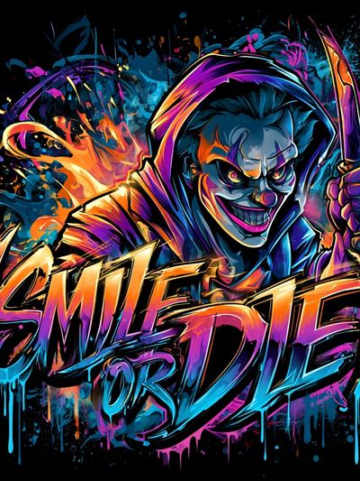 Smile or Die Horror Typography Poster. poster