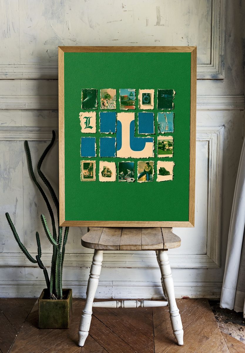 Green Collage Typography Poster. — room view 1