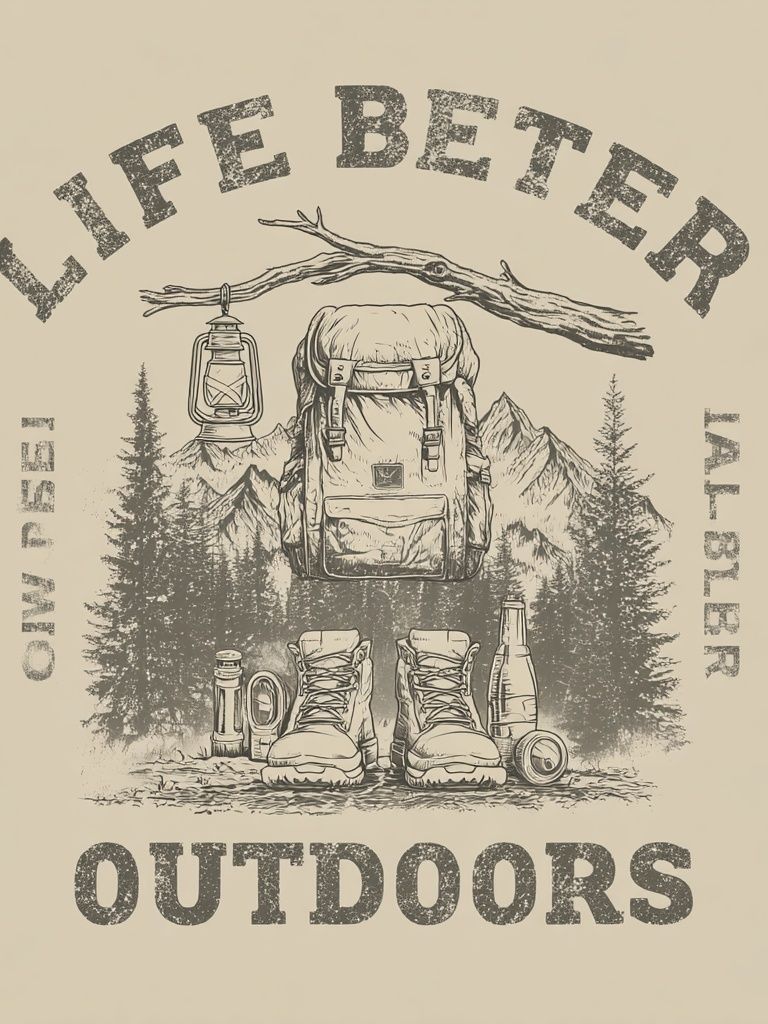 Life Better Outdoors Typography Poster. poster detail