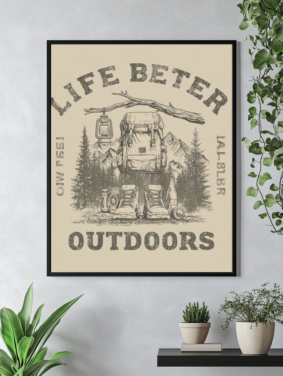 Life Better Outdoors Typography Poster. — room view 4
