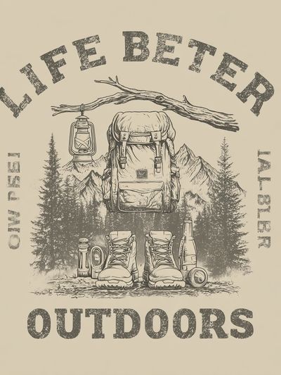 Life Better Outdoors Typography Poster.