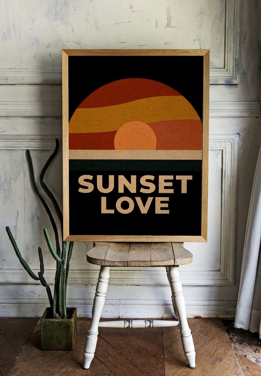 Sunset Love Typography Poster. room preview