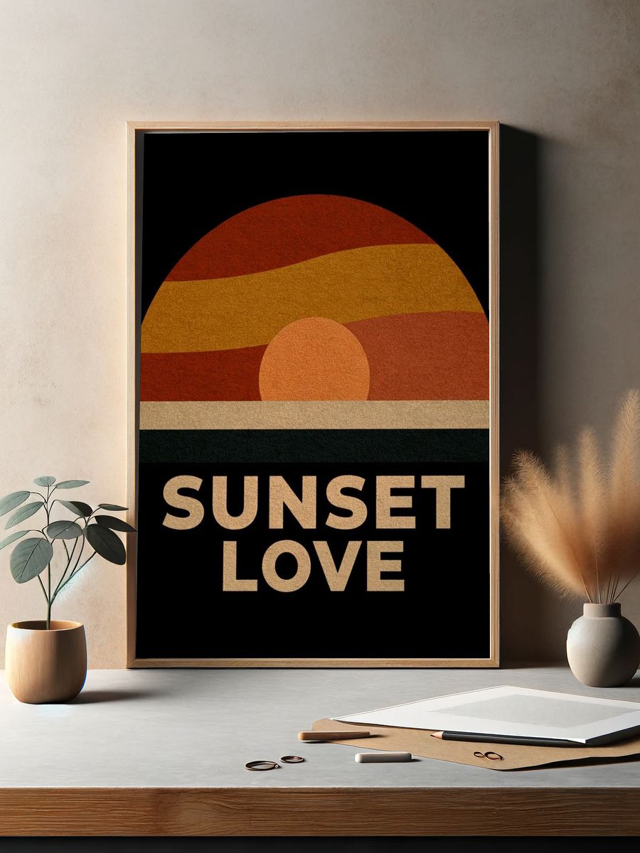 Sunset Love Typography Poster. — room view 2