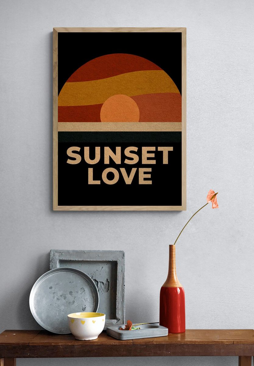 Sunset Love Typography Poster. — room view 3