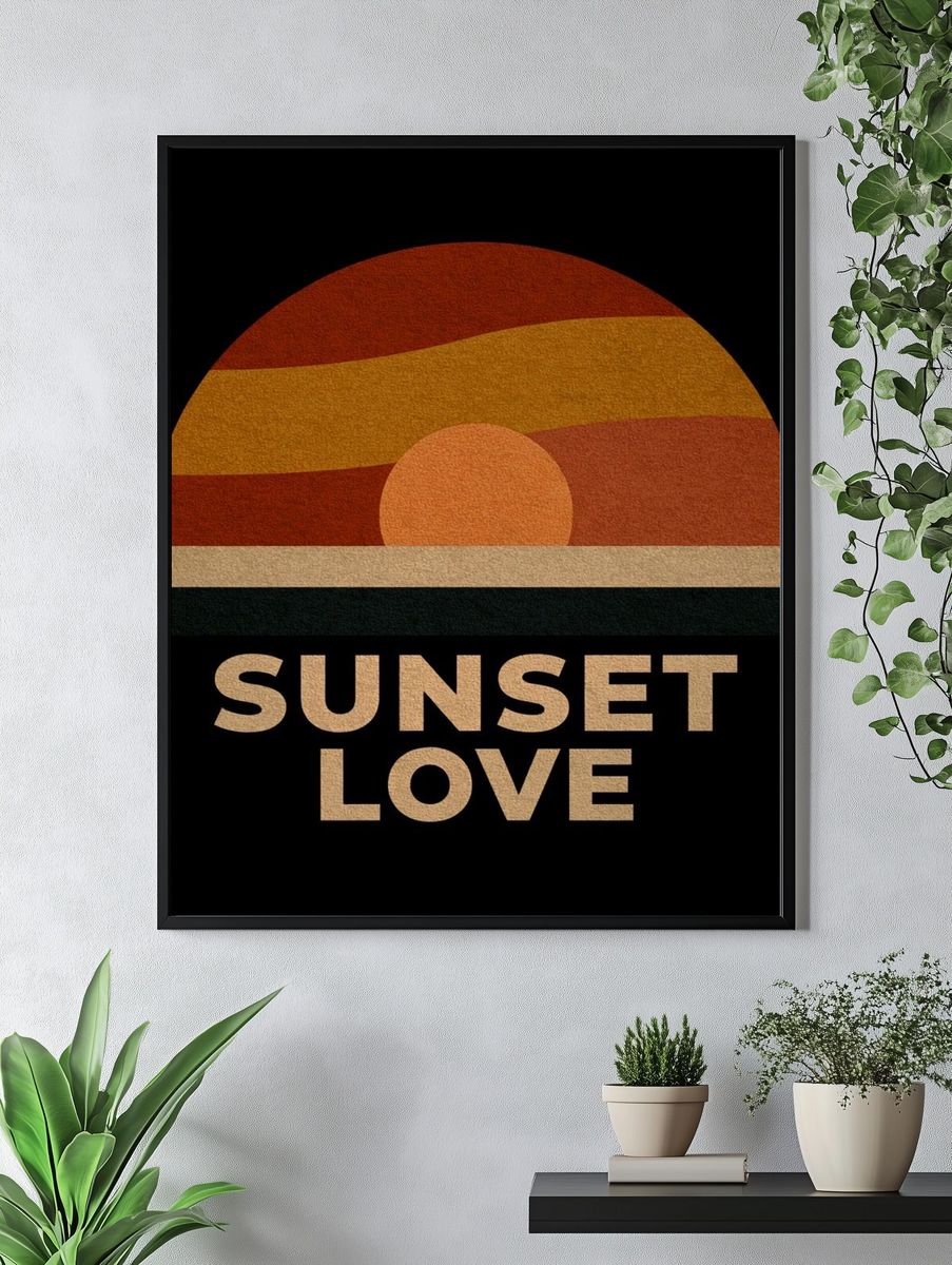 Sunset Love Typography Poster. — room view 4
