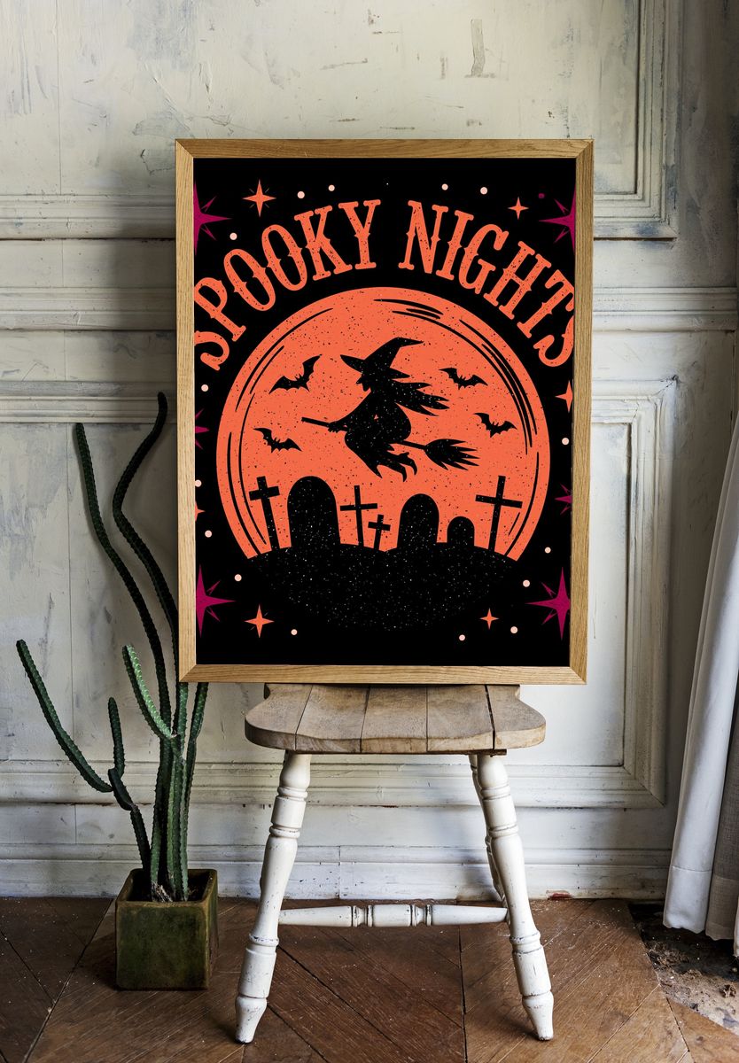 Spooky Nights Typography Poster. room preview