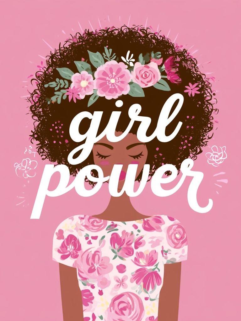 Girl Power Floral Typography Poster. poster — typography art