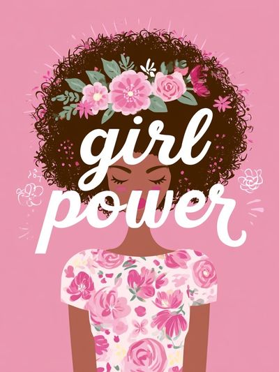 Girl Power Floral Typography Poster.