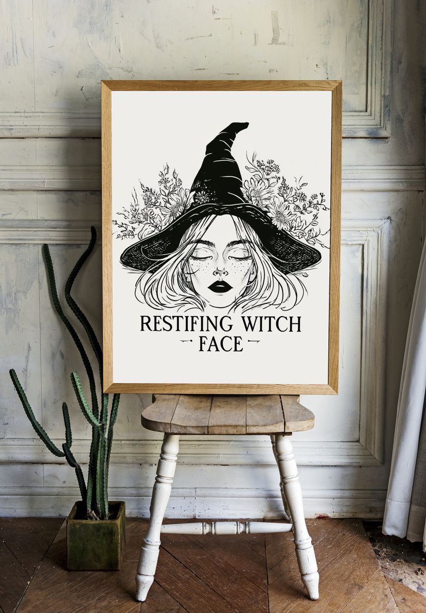 Resting Witch Face Typography Print. — room view 1