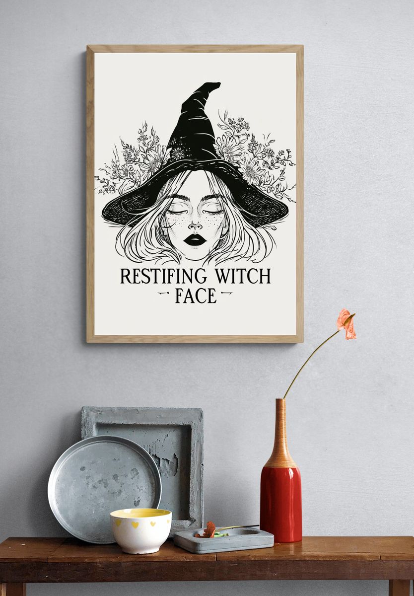Resting Witch Face Typography Print. — room view 3