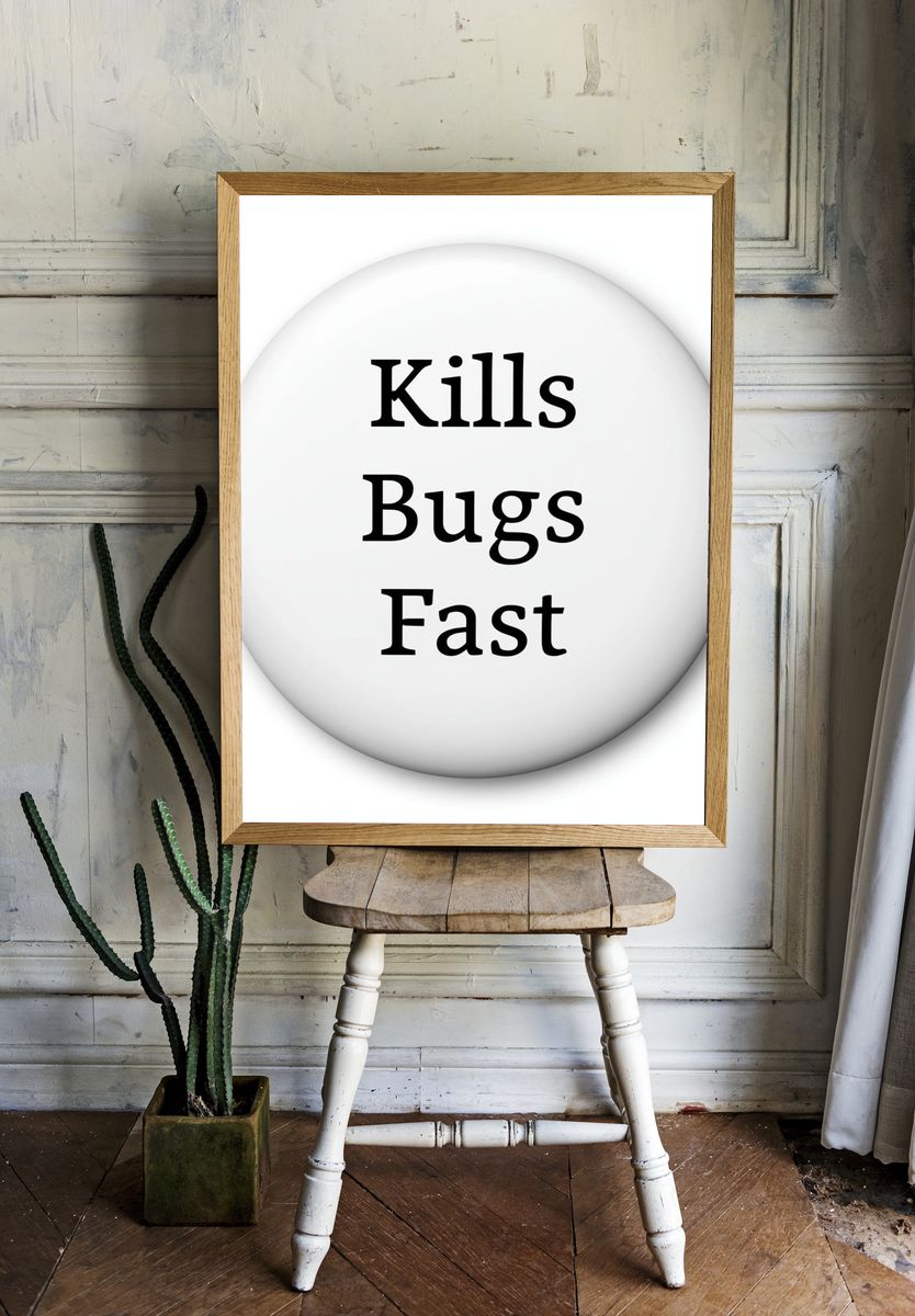 Kills Bugs Fast Typography Poster. room preview