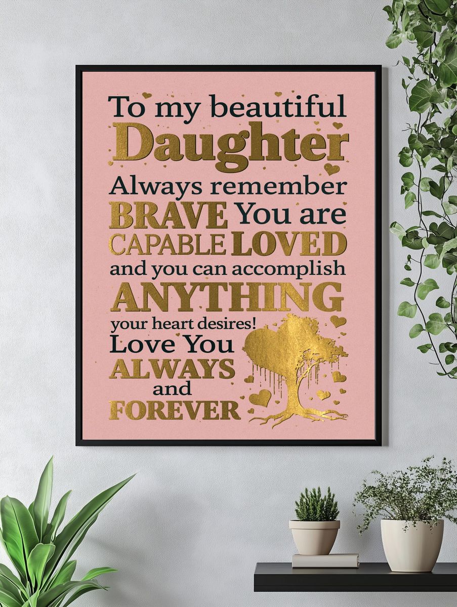 To My Daughter Typography Poster. — room view 4
