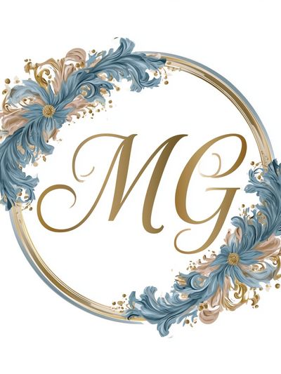 MG Floral Monogram Typography Poster.