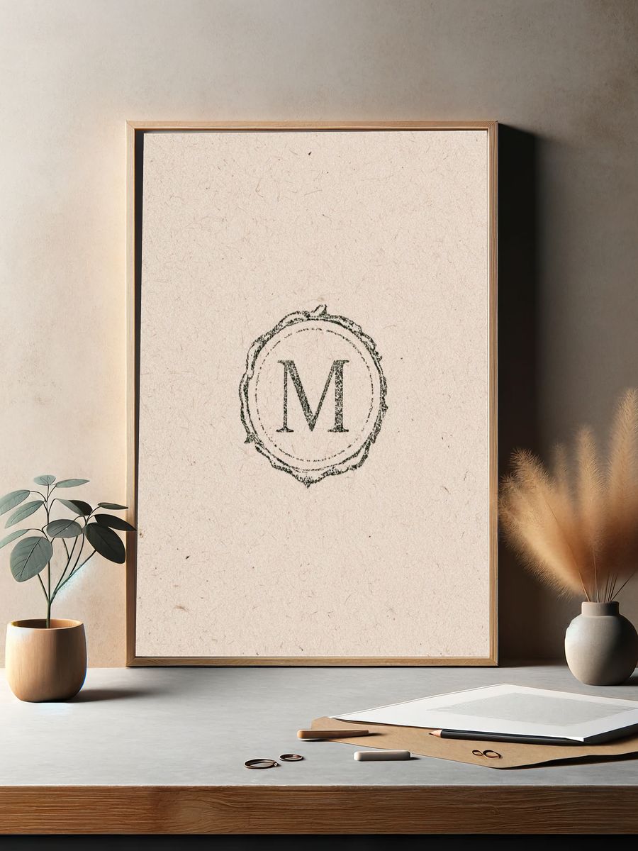 Monogram M Vintage Typography Poster. — room view 2