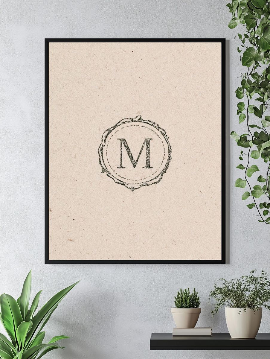 Monogram M Vintage Typography Poster. — room view 4