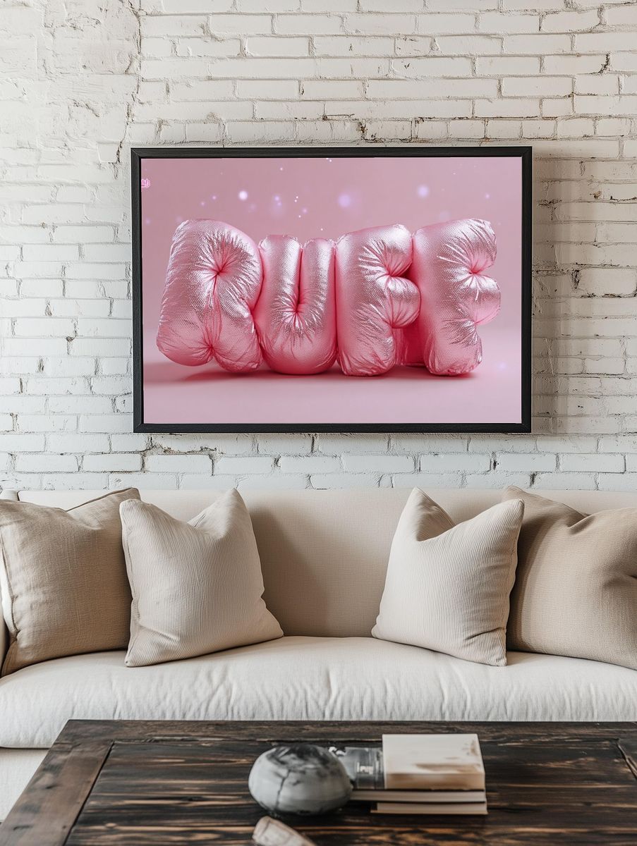 Puff Pink Typography Poster. room preview