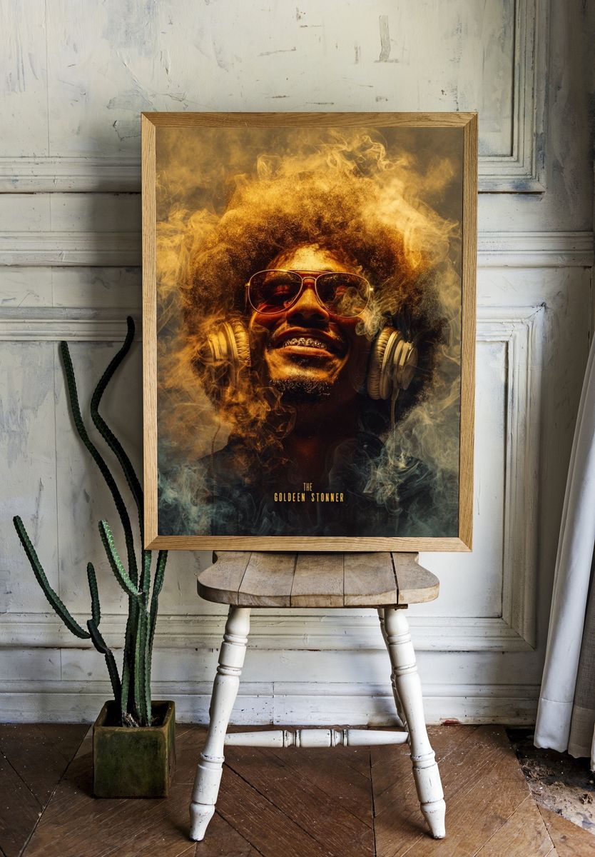 The Golden Stoner Typography Poster room preview