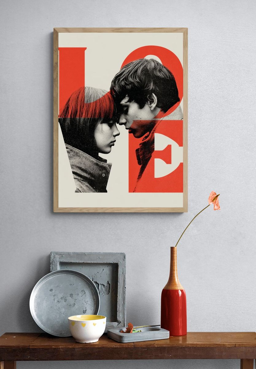 Red Love Collage Typography Poster. — room view 3