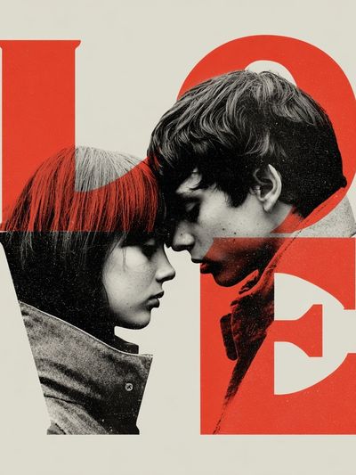 Red Love Collage Typography Poster.