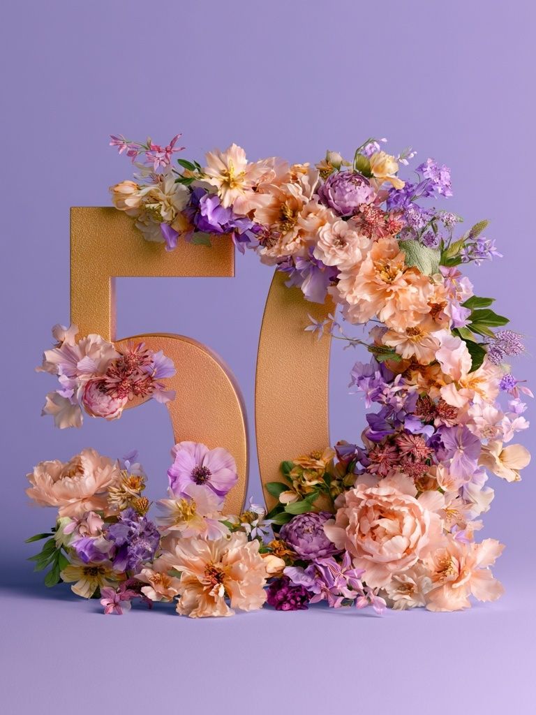 Floral 50th Anniversary Typography Poster. poster — typography art