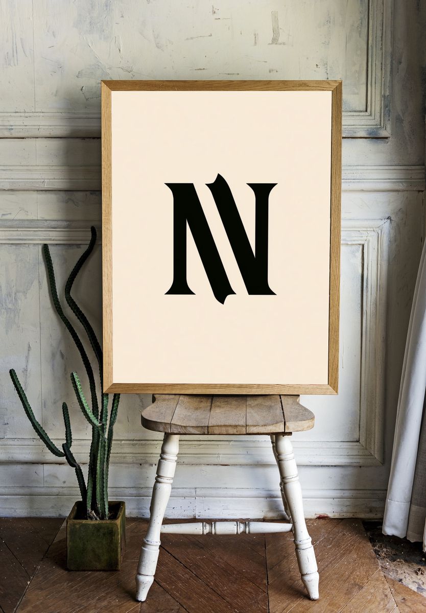 Monogram N Typography Poster. room preview