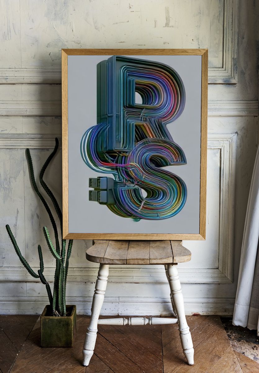 Colorful 3D Letter R S Poster. room preview