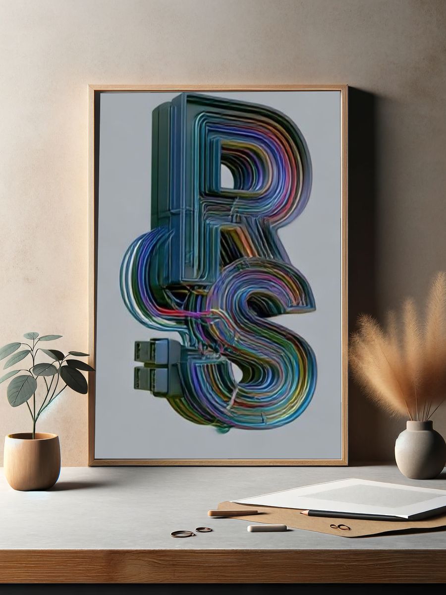 Colorful 3D Letter R S Poster. — room view 2