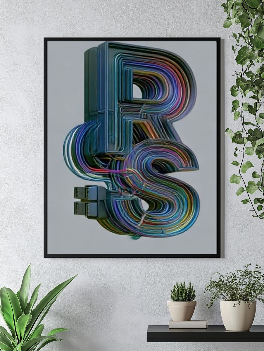 Colorful 3D Letter R S Poster. — room view 4