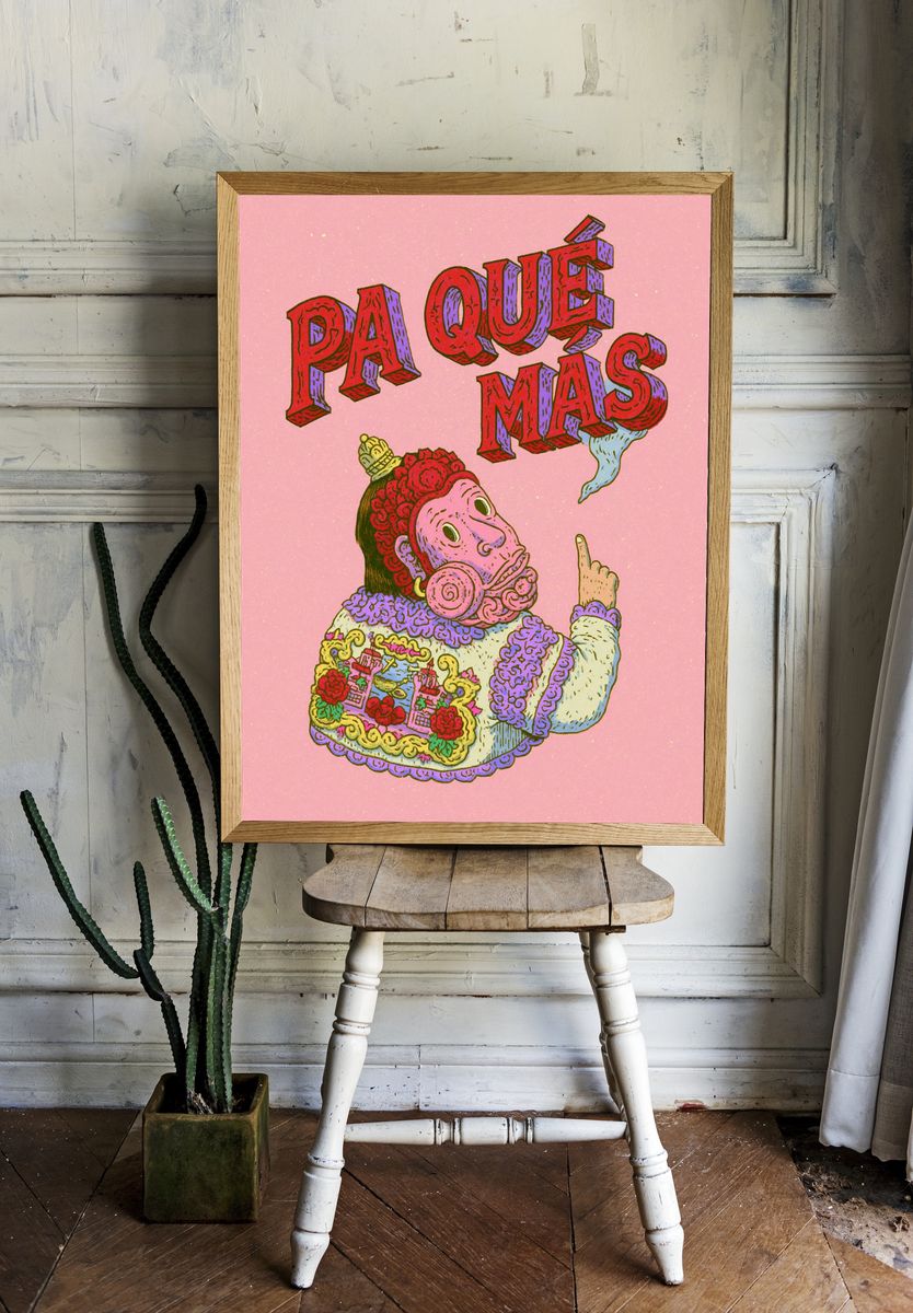 Pa Que Mas Typography Poster. room preview