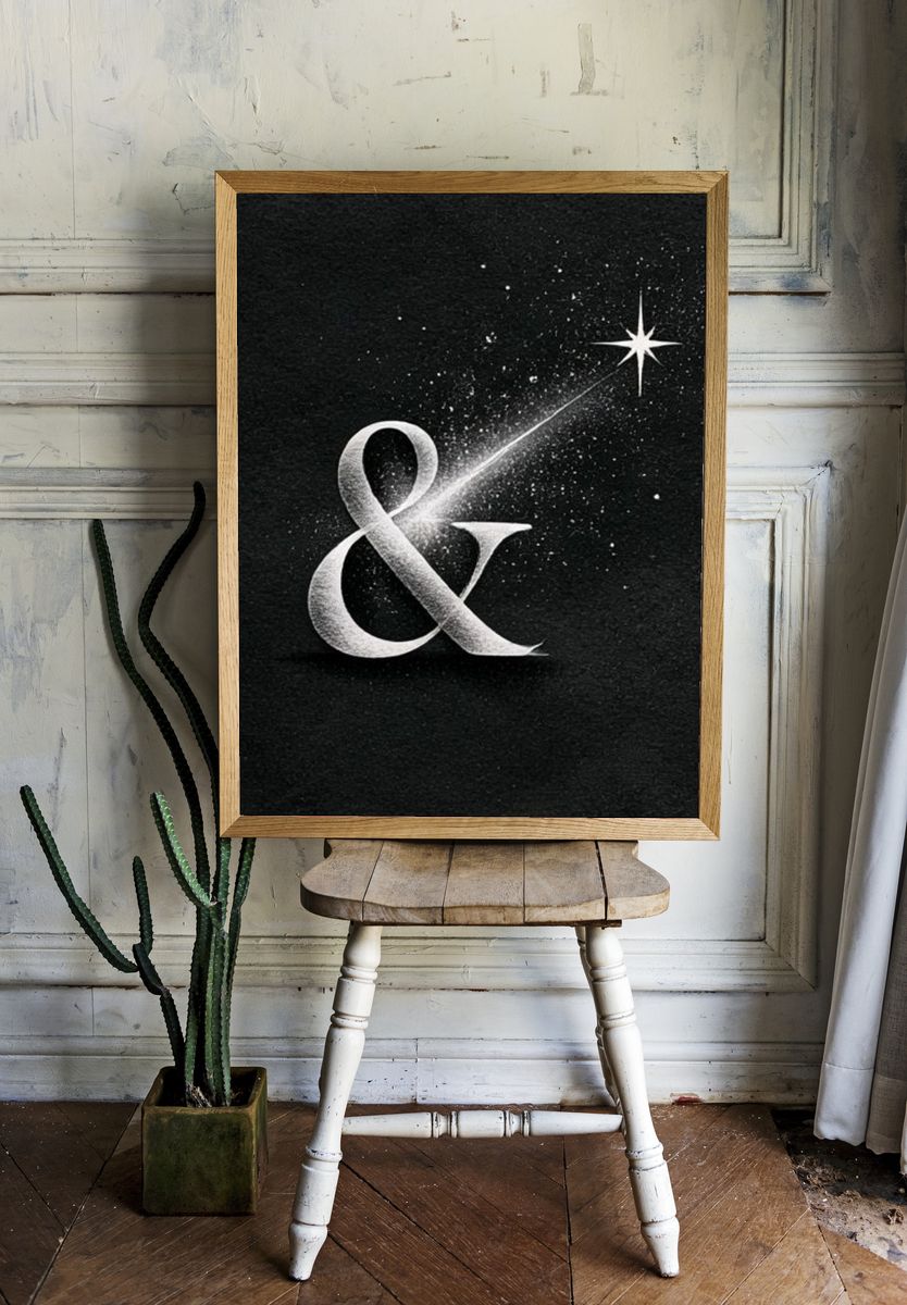 Starry Ampersand Typography Poster. room preview
