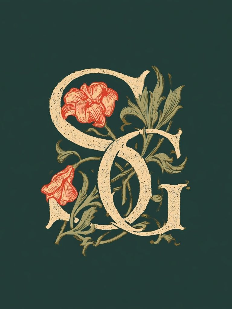 Floral Monogram Typography Poster. poster detail