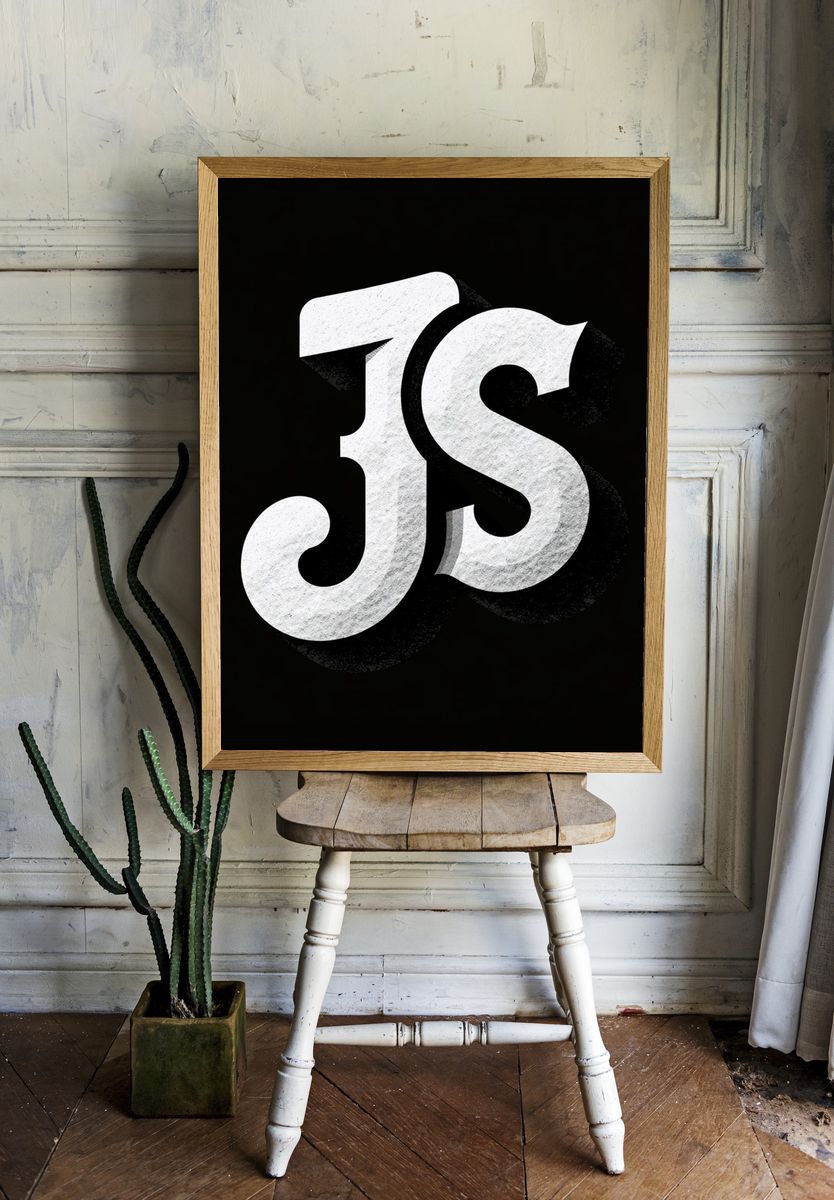 Monogram JS Typography Poster. room preview
