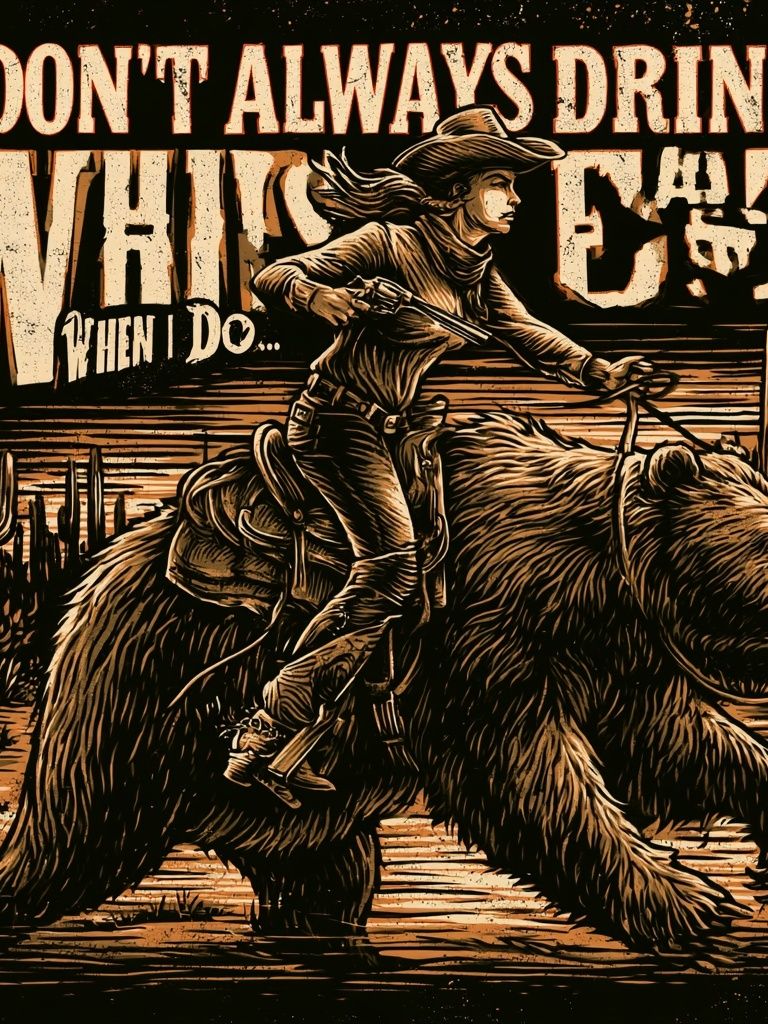 Cowboy Bear Typography Poster. poster detail