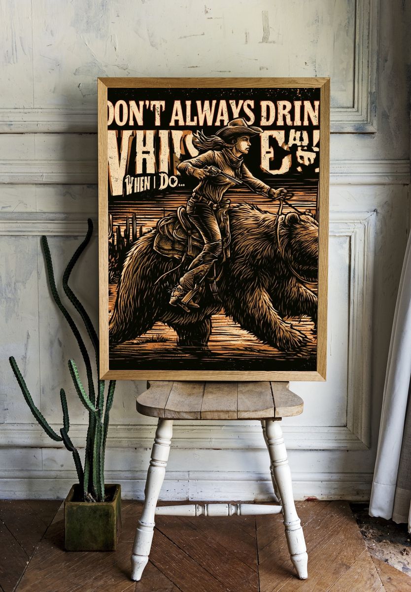 Cowboy Bear Typography Poster. room preview
